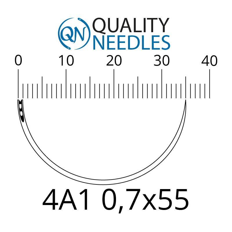 Голки хірургічні колючі, 4/8 (1/2), пружинне вушко, розмір 0,7х55 мм, 10 шт.